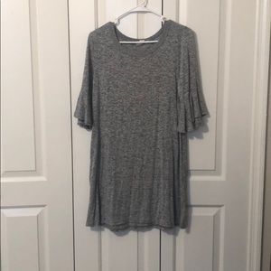 Grey sweater dress with poof sleeves